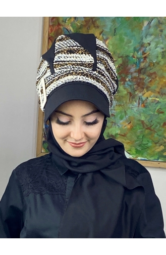 Black Ready to wear Turban 364EYL22ŞPK-02