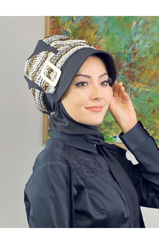 Black Ready to Wear Turban 364EYL22ŞPK-02