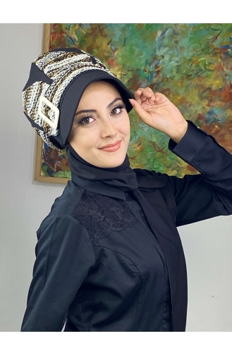 Black Ready to Wear Turban 364EYL22ŞPK-02