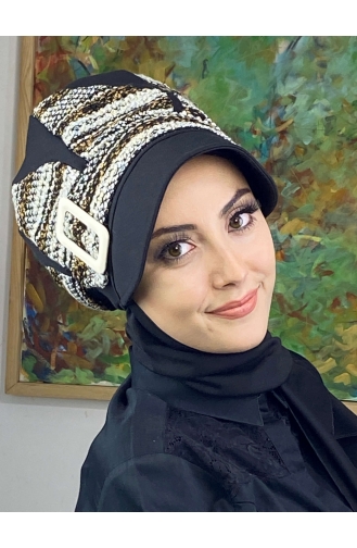 Black Ready to Wear Turban 364EYL22ŞPK-02