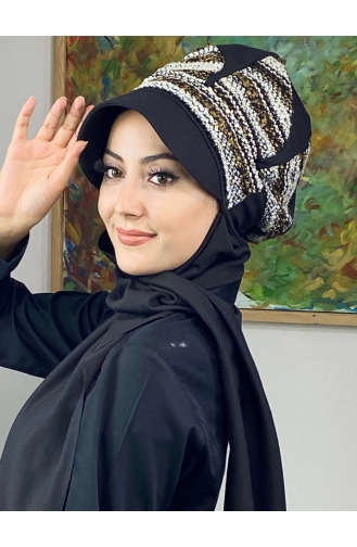 Black Ready to Wear Turban 364EYL22ŞPK-02