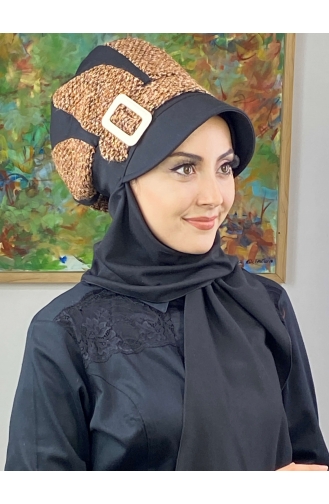 Black Ready to Wear Turban 364EYL22ŞPK-03