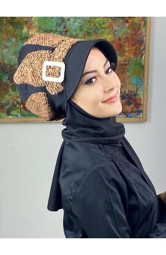 Black Ready to Wear Turban 364EYL22ŞPK-03