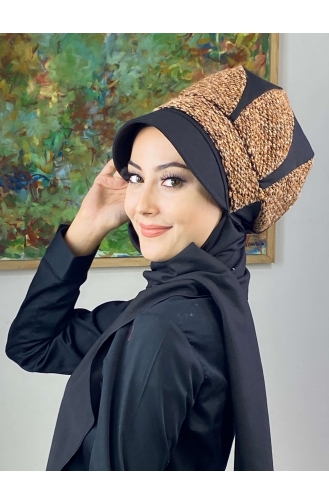 Black Ready to Wear Turban 364EYL22ŞPK-03