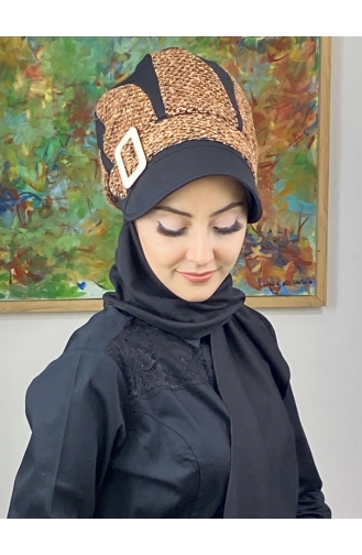 Black Ready to Wear Turban 364EYL22ŞPK-03