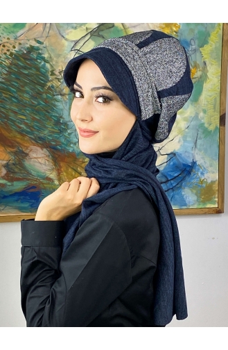 Blue Ready to Wear Turban 334EYL22ŞPK-01