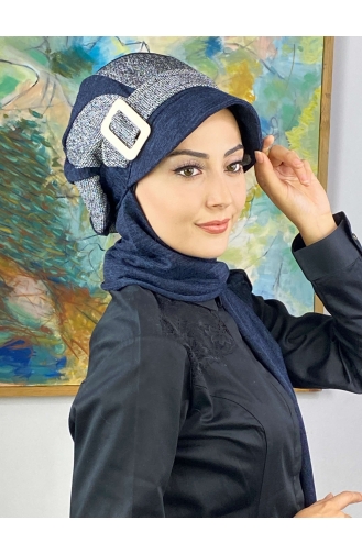 Blue Ready to Wear Turban 334EYL22ŞPK-01