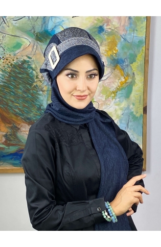 Blue Ready to Wear Turban 334EYL22ŞPK-01