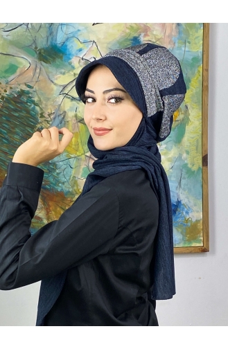 Blue Ready to Wear Turban 334EYL22ŞPK-01