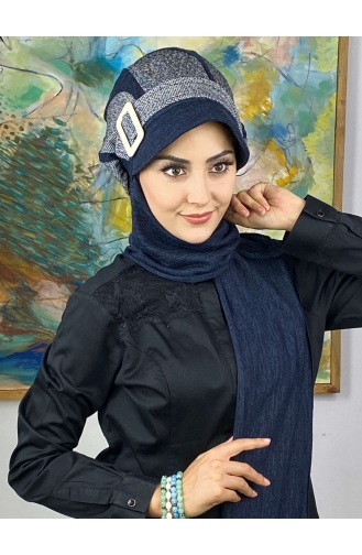 Blue Ready to Wear Turban 334EYL22ŞPK-01