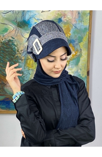Blue Ready to Wear Turban 334EYL22ŞPK-01