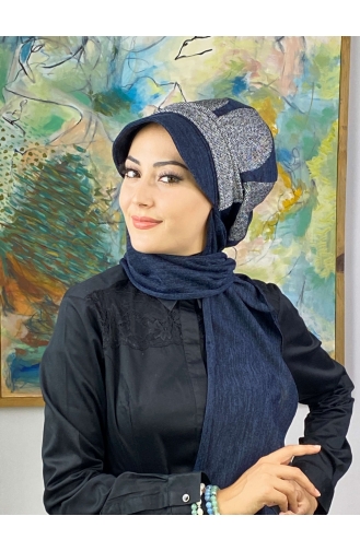 Blue Ready to Wear Turban 334EYL22ŞPK-01