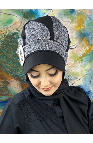 Black Ready to Wear Turban 324EYL22ŞPK-02