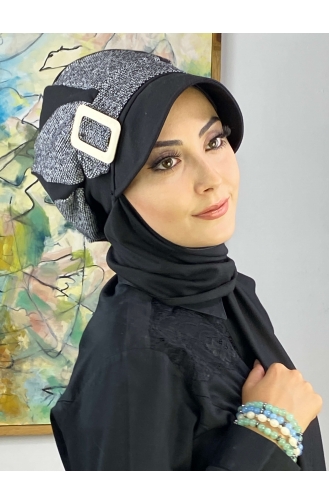 Black Ready to Wear Turban 324EYL22ŞPK-02