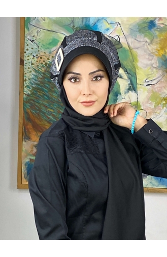 Black Ready to Wear Turban 324EYL22ŞPK-02