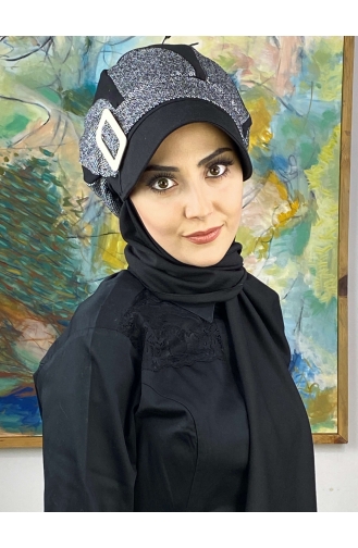 Black Ready to Wear Turban 324EYL22ŞPK-02