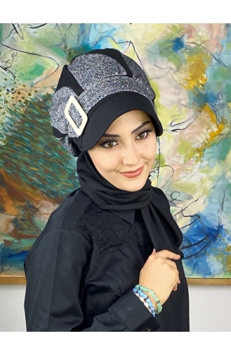 Black Ready to Wear Turban 324EYL22ŞPK-02