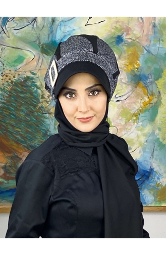 Black Ready to Wear Turban 324EYL22ŞPK-02