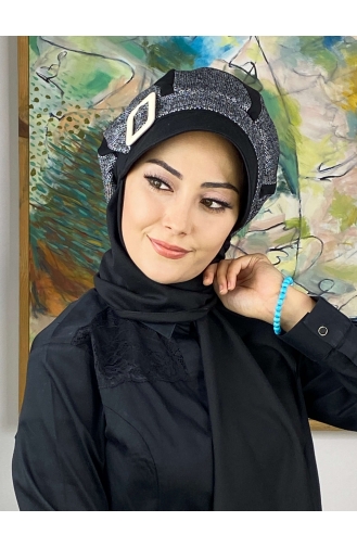 Black Ready to Wear Turban 324EYL22ŞPK-02
