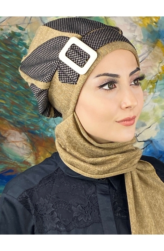 Damla Model Tesettür Hazır Türban Bere 414EYL22ŞPK-01 Sütlü kahve