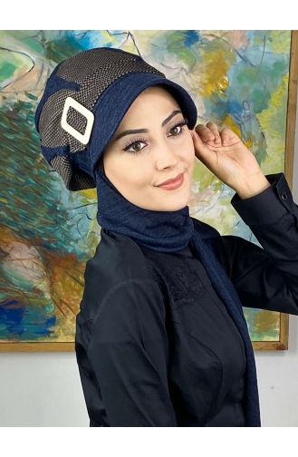 Navy Blue Ready to Wear Turban 284EYL22ŞPK-03