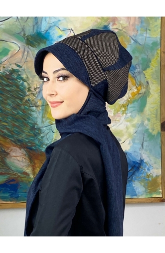 Navy Blue Ready to Wear Turban 284EYL22ŞPK-03