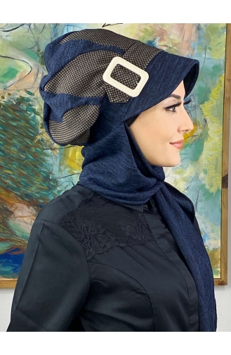 Navy Blue Ready to Wear Turban 284EYL22ŞPK-03