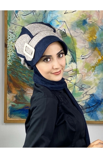 Dunkelblau Praktischer Turban 314EYL22ŞPK-01