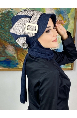 Dunkelblau Praktischer Turban 314EYL22ŞPK-01