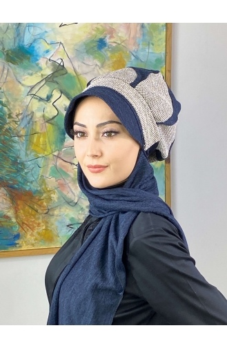 Dunkelblau Praktischer Turban 314EYL22ŞPK-01