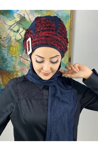 Claret red Ready to wear Turban 404EYL22ŞPK-01