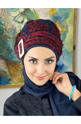 Claret red Ready to wear Turban 404EYL22ŞPK-01