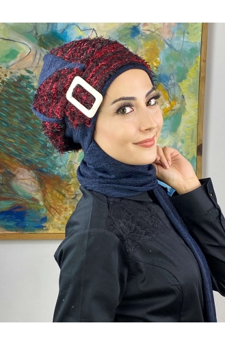 Claret Red Ready to Wear Turban 404EYL22ŞPK-01