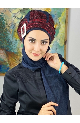 Claret Red Ready to Wear Turban 404EYL22ŞPK-01