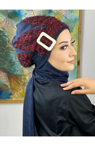 Claret red Ready to wear Turban 404EYL22ŞPK-01