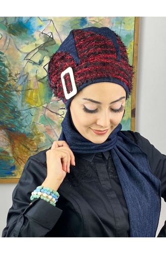 Claret Red Ready to Wear Turban 404EYL22ŞPK-01