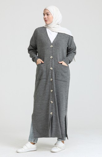 Trikot geknöpfte lange Strickjacke 3369-08 Anthrazit 3369-08