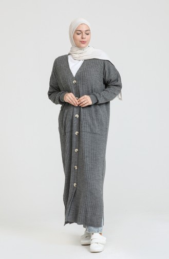 Trikot geknöpfte lange Strickjacke 3369-08 Anthrazit 3369-08