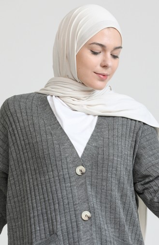 Trikot geknöpfte lange Strickjacke 3369-08 Anthrazit 3369-08