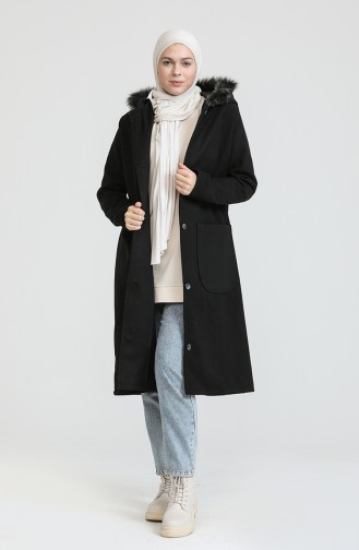معطف طويل أسود 4020-01