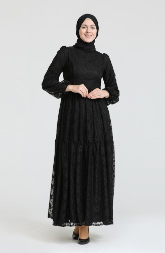 Black Hijab Evening Dress 80141-01