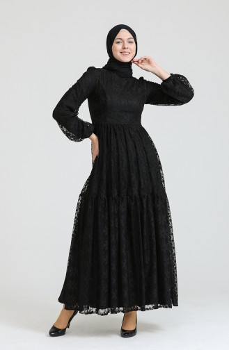 Black Hijab Evening Dress 80141-01