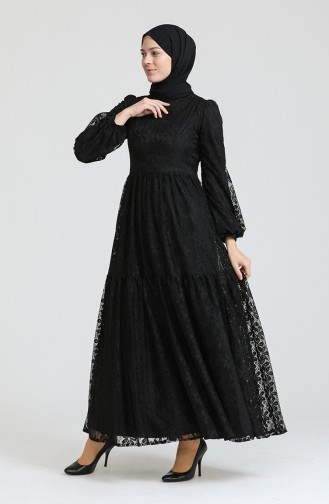 Black Hijab Evening Dress 80141-01