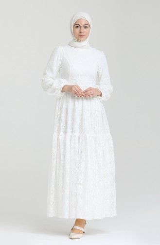 White Hijab Evening Dress 80141-02