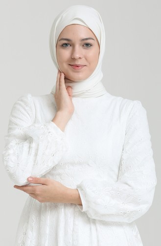 White Hijab Evening Dress 80141-02