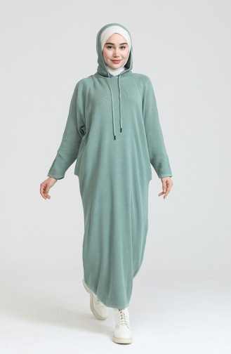Trikot Kleid mit Kapuze 3256-01 Grünfarben  3256-01