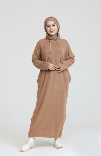 Knitwear Hooded Dress 3256-05 Milk Coffee 3256-05