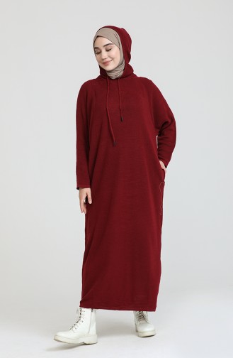 Trikot Kleid mit Kapuze 3256-06 Weinrot 3256-06