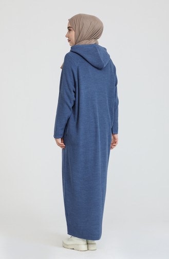 Knitwear Hooded Dress 3256-07 İndigo 3256-07