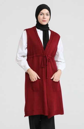 Triko Cepli Yelek 22153-11 Bordo